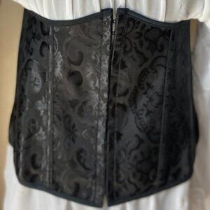 Black Subtle Floral Corset w/ Neck Tie Straps Tag Says XL Fits L